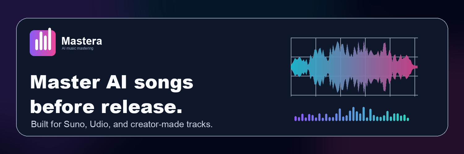 Mastera X header image with waveform and headline